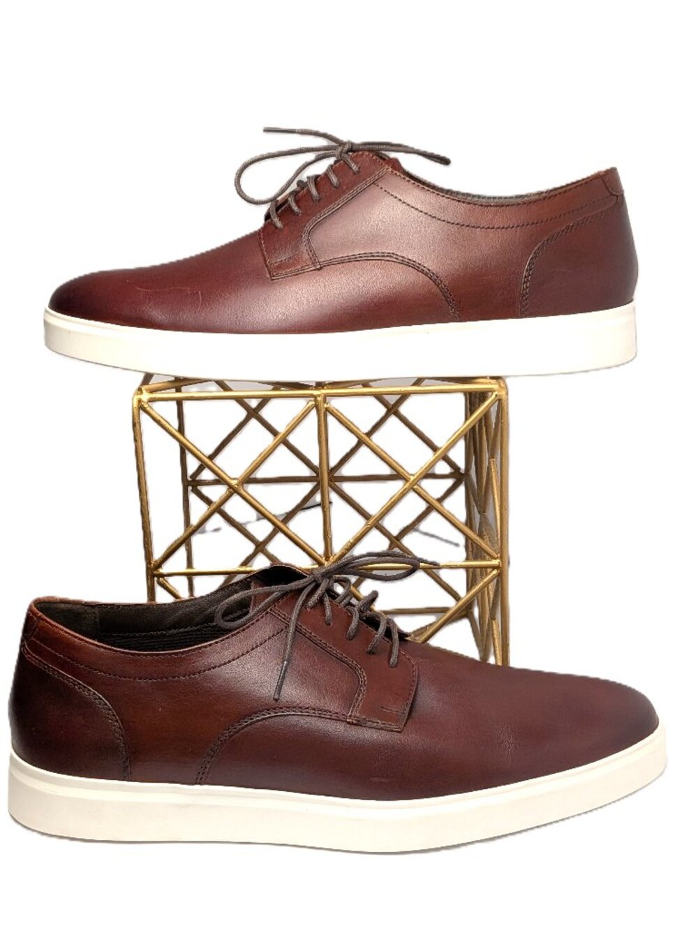 Johnston & Murphy Burgundy Leather Oxfords Men's 9M White Sole India NWOT